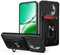 carinacoco Case for Oppo Reno 12 F 5G/Reno 12 FS 5G, with Slide Camera Cover+Rotating Finger Ring Stand+Removable Card Holder, Soft TPU+Hard PC Anti-Scratch Shockproof Rugged Armour Cover, Black