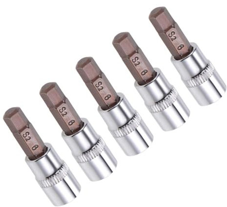 TA-VIGOR 5Pcs Hex Bit Socket, 1/4 Drive x H6 (6mm) Allen Key Socket, Premium S2 Steel Bits, Hex Bit with 38mm Length for Ratchet Wrench, Torque Wrench, Slide Bar, Impact Power Drills