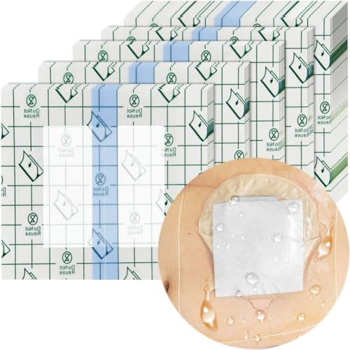 GEDRACKPMYN 30 Stück wasserdichte Duschabdeckungen für Stomabeutel (10 x 12) cm, Stoma-Badschutzfolie mit Nicht klebendem Pad, Duschschutz