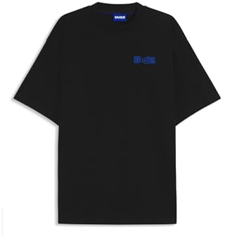 HUGO Cotton-Jersey T-Shirt with Puff-Print Logo Black