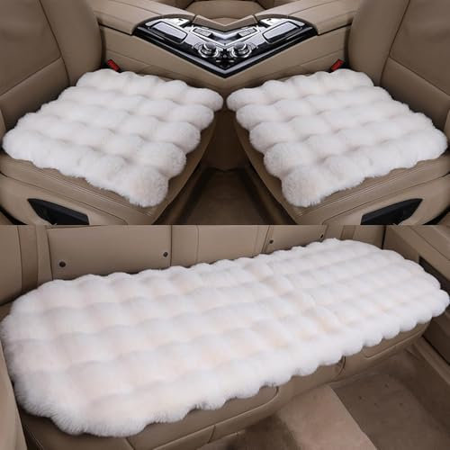 LJDMNHUJA Warmes Autositzkissen für Opel Astra H 2004-2010,Winter Plüsch Weich Keine Rückenlehne Rutschfester Sitzkissen Set Interieur Zubehör,A-White