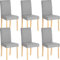 ZZINOKE Chaise de Salle a Manger Lot de 6, Chaises de Cuisine à Dossier Haut, Chaises de Table à Manger Modernes, Pieds en Bois Massif, Siège Rembourré en Coton et Lin, Gris