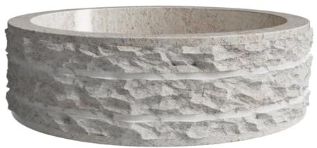 Vente-unique-Lavabo de mármol - Color crema - D40 cm - CIRILA