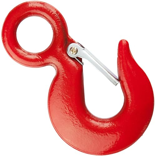 Eye Hook (Load: 5000kg) with Safety Catch (Pack of: 1) Heavy Duty Red - Steel Hook for Secure Lifting