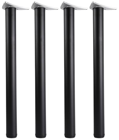 Set of 4 Adjustable Table Legs for Breakfast Bar or Worktop, Height Options 710/820/870/1100mm Steel Support for Kitchen Table Desk Furniture DIY (Black, 71cm)