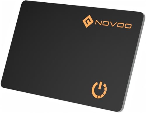 NOVOO Localisation d'articles Air Tag 1,6 mm Mince 6 Ans Traceur Carte Compatible avec App Localiser (iOS Uniquement), Bluetooth Traqueur pour Portefeuille, Étiquette de Bagage, Passeport-BK