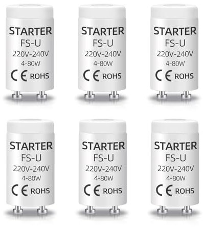 MHMondawn 12 Stück FSU/FS-U 4-80W Leuchtstoffröhren-Starter 220-240V AC mit UV-Startsteuerung, für Neonlampen/Aquarien-UVC, Einzelschaltung & lange Lebensdauer