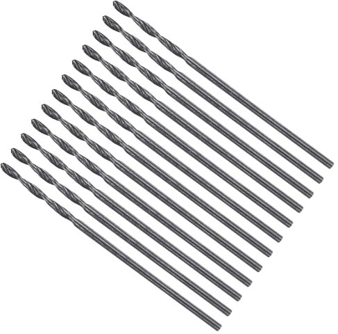 METALLIXITY Brocas (0.8mm) 12pcs, Acero de Alta Velocidad 4241 Vástago Recto Nitrurado Negro 118° para Madera Plástico Hierro Cobre Aluminio Metales Blandos de Baja Dureza