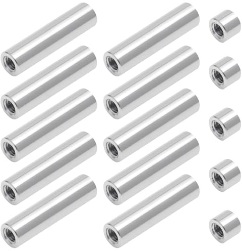 15 Piezas Set de Tuercas Cilíndricas M6, Separadores de Acero Inoxidable 304 10x40mm & 10x8mm Conectores Rosca Interna para Tuberías Espaciadores de Pared Tuercas de Unión para Bricolaje e Industria