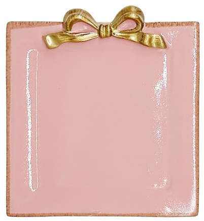 Cayway Tablett im Vintage Stil, Vintage Tablett aus Harz für Handtuch Tablett, Obst Tabletts Ringe Armbänder Ohrringe Halter, Quadrat und Rosa