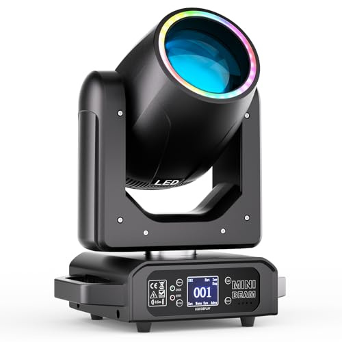 200W Beam Moving Head Bühnenlicht 7+1 Farben 12 Muster Bühnenlicht Strahler 18 Prisma Färbung mit RGB Leuchtring Partylicht für Hochzeits Bühne Party lichter lichteffekte