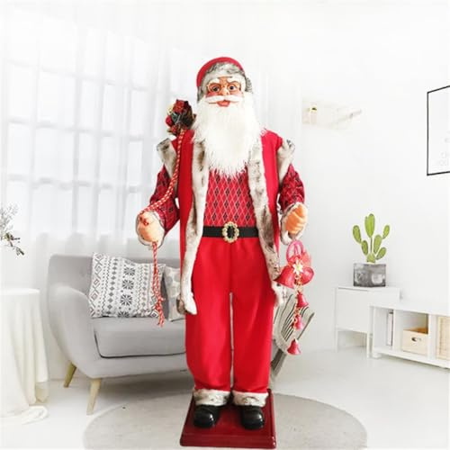 Lebensgroßer Singender Und Tanzender Weihnachtsmann, 180 cm Große Elektrische Weihnachtsmann-Figur, Weihnachtsdekoration for Den Garten (drinnen/außen)(A)