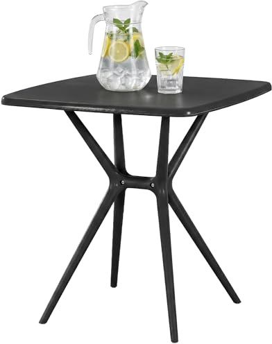 CLP Gartentisch wetterfest stabil Becky, Bistrotisch eckig 72x72 cm, Balkontisch Polypropylen UV-beständig Winterfest, Innen- und Außenbereich, Farbe:schwarz