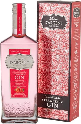 Rose d'Argent - Strawberry Gin Gift Set - Finest Distilled - in Gift Box - Spirits 40% ABV (1 x 0.70 L)