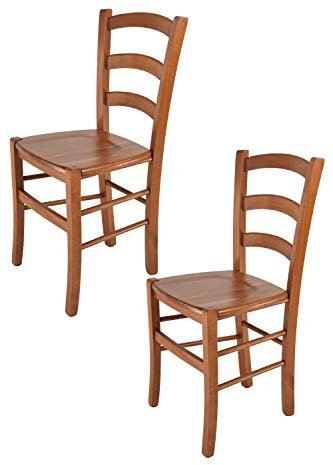t m c s Tommychairs - Set 2 sillas Venice para Cocina y Comedor, Estructura en Madera de Haya Color Cerezo y Asiento en Madera