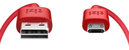 equinux tizi flip (1m, rot), Daten- und Ladekabel mit doppelseitigen, reversiblen. Micro-USB- und USB-A-Stecker beidseitig steckbar. Kabel mit umkehrbaren Micro-USB-Anschlüssen. Für Smartphone