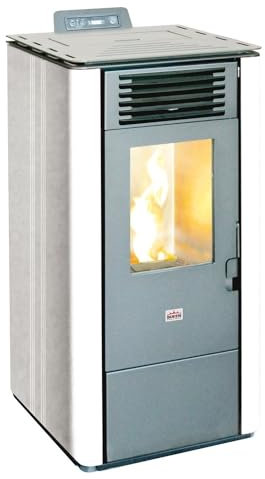 Pelletöfen 9,05 kW aus weißem Stahl Raumheizung Haus Queen 12