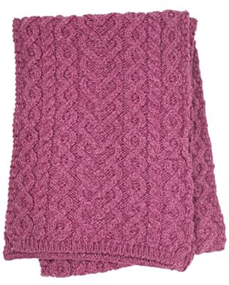 Aran Crafts Women's Knit Soft Heart Pattern Scarf (100% Super Soft Merino Wool)