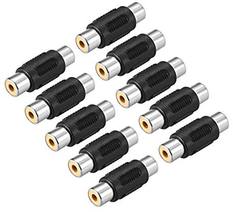 sourcing map RCA Female to Female Connector Stereo Audio Video Cable Adapters Coupler Black 10Pcs