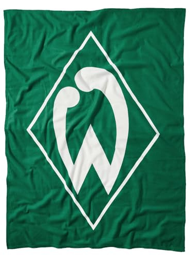 SV Werder Bremen Fleecedecke - Raute - grün | Decke | 150 x 200 cm | Kuscheldecke - Plus Lesezeichen Wir lieben Fußball