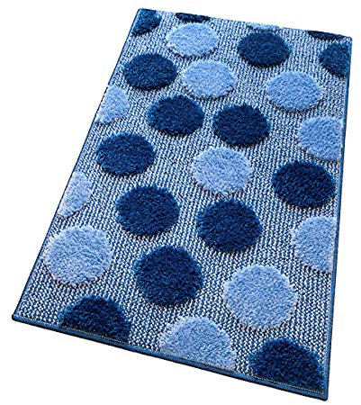 Tappeto Bagno Camera Antiscivolo Shaggy Moderno Scendi Doccia Assorbente MOD.iOS 65X180 Blu