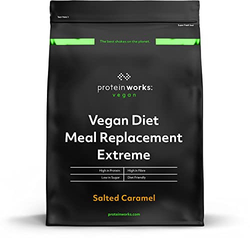 Protein Works - Vegan Diet Meal Replacement Extreme | Plant Based Meal Replacement Shake | Added Vitamins | Aids Weight Loss | 16 Servings | Salted Caramel Bandit | 1kg