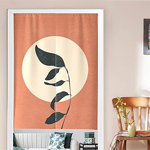 Hiseng Japanischer Gardinen Noren Tür Vorhang, Leinen Partition Türvorhang Restaurant Home Schlafzimmer Vorhang Wand Tapisserie, für die Heimtextilien Raumteiler (Vollmond,85x180cm)