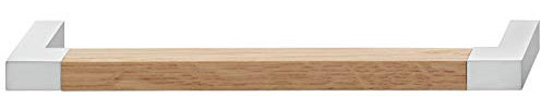 Gedotec Moderner Schubladengriff 128 mm Möbelgriff Küche | WOODY | Holz-Griff Eiche & Metall silber | Küchengriff für Schrank-Türen & Möbel - Schubladen | 1 Stück - Design Schrankgriff mit Schrauben
