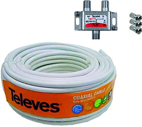 Kit Tecnovoz 20 m cavo antenna Tves + mixer TV/SAT + 3 connettori F
