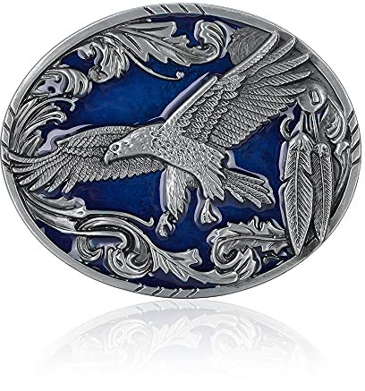 KDG Western-Cowboy-Gürtelschnallen für Herren, Vintage, groß, handgefertigt, Gürtelschnalle, 5 Adler, 6.5*9cm
