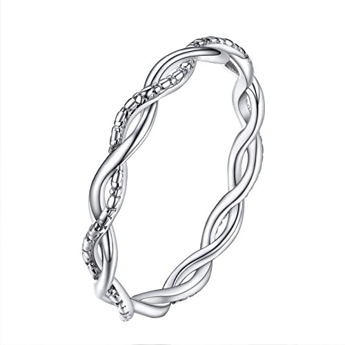 PROSILVER 925 Silber Verlobungsring für Männer Herren Geflochten Wellen Vorsteckring Ehering Freundschaftsring Antragsring Finger Schmuck Accessoire Ring Größe 67