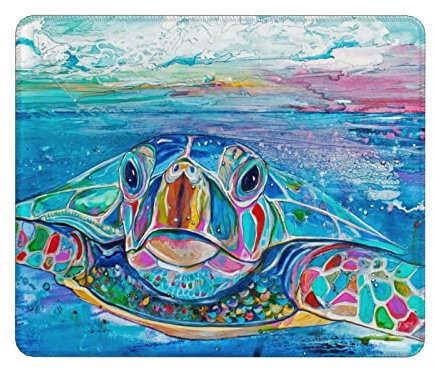 Sea Turtle Mauspad für Computer Laptop blau Gaming großes Mauspad mit genähtem Rand Schreibtischunterlage mit rutschfester Gummiunterseite für Bürozubehör