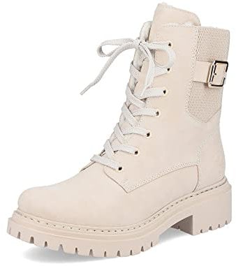 Rieker Damen Schnürstiefeletten 72631, Frauen Stiefeletten,Kurzstiefel,uebergangsschuhe,uebergangsstiefel,schnürboots,beige (62),39 EU / 6 UK