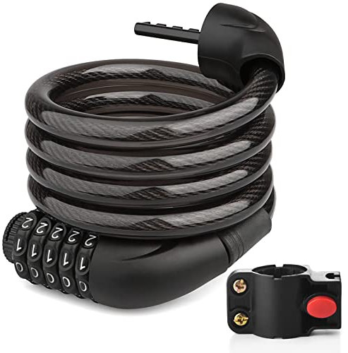 Diyife Cadenas à Vélo Chaînes, 5 Digit Combinaison, Extérieur Antivol Cadenas à Vélo Chaînes con vélo Titulaire, Vélo Câble Antivol 12MM pour Vélo, Moto, Entrepôt, Échelles et Portails - 120cm