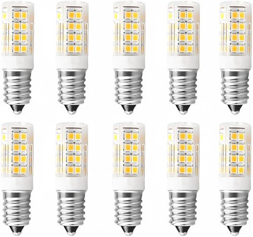 Jiotouhu E14 LED Birne Warmweiß, 4W E14 Lampe 3000K Kühlschranklampe Ersatz für 40W Glühlampe, 400LM, AC 220-240V, für Dunstabzugshaube Nähmaschine Wohnzimmer, Nicht Dimmbar, 10er Pack