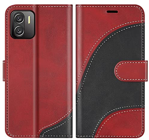 BoxTii Coque pour Xiaomi Redmi A1, Portefeuille Etui en Cuir PU, Magnétique Protection Housse Coque pour Xiaomi Redmi A1, Rouge