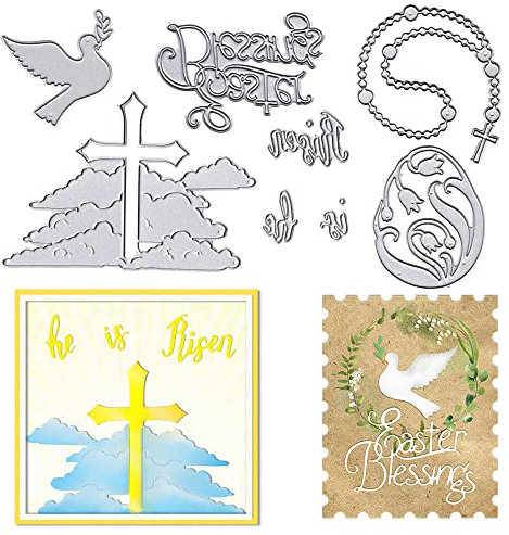 Ostern Religion Kreuz Stanzformen für Kartenherstellung, Ostern Segen Worte Stanzen Osterei Jesus Prägeschablone Vorlage Werkzeug für DIY Scrapbooking Papier Karte und Fotoalbum Handwerk Dekoration