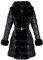 Giolshon Damen Puffer Mantel Kunstpelz Lange gesteppte Winter Kapuzenjacke mit Gürtel 12105 Schwarz S