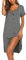 Ekouaer Donna Camicie da Notte Maniche Corte Sexy Vestito da Notte Bottoni Sleepwear Estiva Pigiami, Grigio, XL