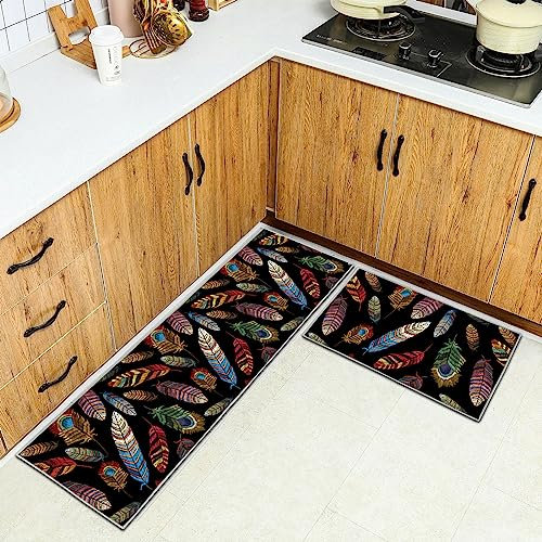 Alfombra de Cocina, 2 Piezas, Antideslizante, Lavable, para Cocina, Pasillo, Sala de Estar, Dormitorio, baño (Estilo D, 40x60+40x120cm)