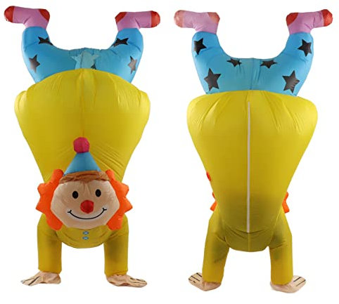 LiebeWH Aufblasbares Handstand-Clown-Kostüm für Erwachsene Lustiges Halloween-Ostern-Kostüm für Erwachsene Auf Dem Kopf Stehendes Clown-Kostüm