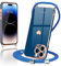 Wirvyuer Handyband Kompatibel mit iPhone 14 Pro Max Handyhülle Necklace Hülle mit Band zum Umhängen Kameraschutz Liebesherz Schutzhülle mit Kordel Silikon Umhängetasche für iPhone 14 Pro Max Blau