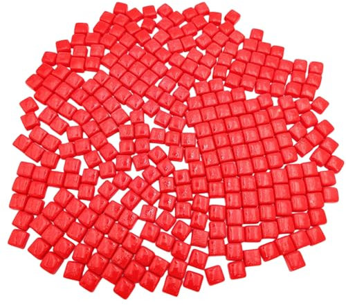 1.2CM Glass Mosaic Stone Tiles, 500g Non-Transparent Mosaic Pieces for Arts and Crafts, Plates, Picture Frames, Flowerpots, Handmade and Home Decorative (Red)