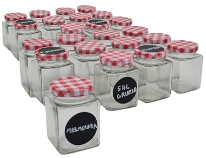 Tarros pequeños herméticos de cristal juego de 24 ud. Botes herméticos cristal de 120 ml, botes especias. Frascos de vidrio con tapa, tarros para chuches