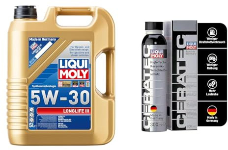 LIQUI MOLY Longlife III 5W-30 | 5 L | Synthesetechnologie Motoröl | Art.-Nr.: 20647 & Öladditiv Cera Tec Art.-Nr. 3721 Keramikverschleißschutz für Benzin- & Dieselmotoren