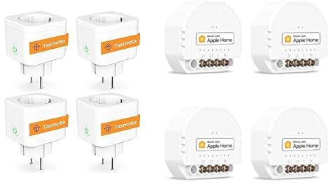 Tasmota Steckdose mit Stromzähler, Refoss Smart WLAN zur Messung von Stromverbrauch & Refoss Mini WLAN Relais Schalter, Kompatible mit Apple HomeKit