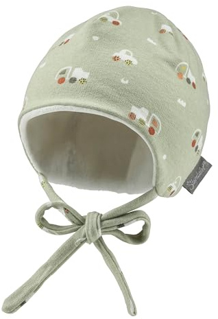 Sterntaler Beanie Bedruckt mit Autos Jungen - Baby und Kinder Mütze aus warmem Sweat-Stoff - blassgrün, 53