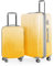 suitline - 2-teiliges Koffer Set - Leichtes Handgepäck 55cm für alle Airlines + Check-In Reisekoffer 75cm, ABS/PC, glänzend, 4 Rollen, TSA Schloss, Safari Sunrise