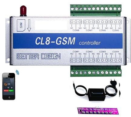 CL8-GSM-NC Sistema di Allarme di Allarme SMS Wireless Monitoraggio della Temperatura Allarme gsm + sensore con avviso di interruzione di Corrente Set Operatore per Cancello Elettrico per Casa (Color