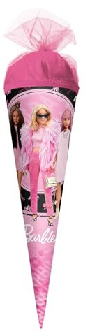 ROTH Schultüte klein Barbie 50 cm - rund, Tüllverschluss - Zuckertüte Barbie Schulanfang
